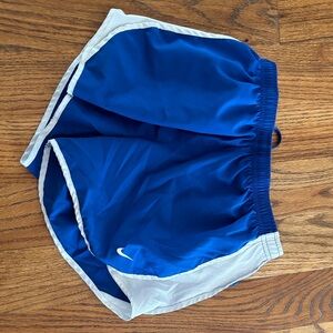 Blue Nike dri-fit Shorts with White Trim with drawstrings